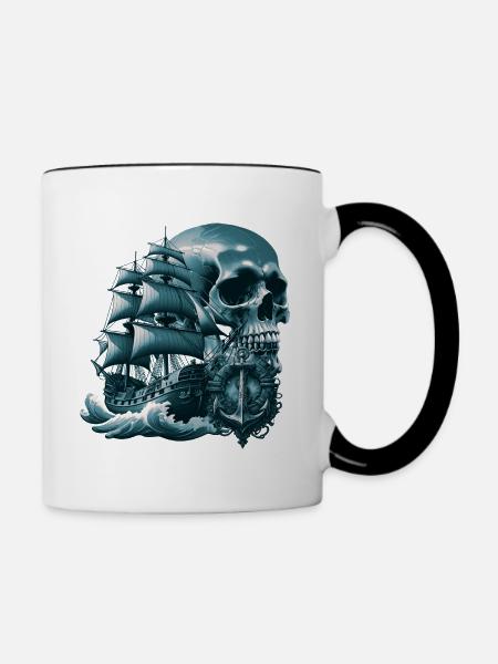Piraten - Tasse zweifarbig - Weiß/Schwarz
