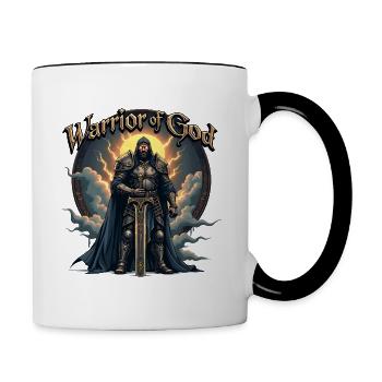 WARRIOR OF GOD - Schwarzer Ritter - Tasse zweifarbig - Weiß/Schwarz - Rechts