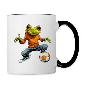 Football des grenouilles - Mug contrasté - blanc/noir - Droite