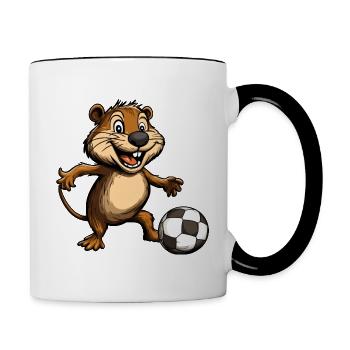 Biber Fussball - Tasse zweifarbig - Weiß/Schwarz - Rechts