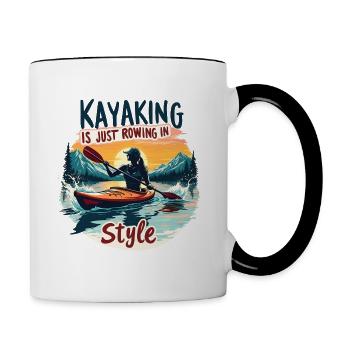 Kayak Canoë Kayak de montagne avec lac - Mug contrasté - blanc/noir - Droite