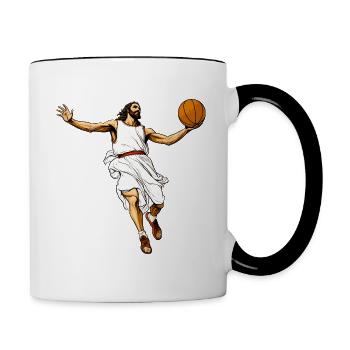 Jesus Basketball Player / Basketball Jesus - Contrasting Mug - white/black - Right
