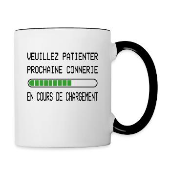 Prochaine connerie en Cours Cadeau Humour Original - Mug contrasté - blanc/noir - Droite