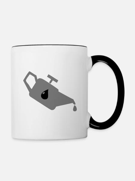 Eine alte Ölkanne - Tasse zweifarbig - Weiß/Schwarz