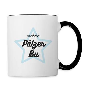 Eschder Pälzer Bu Logo mit Stern von PFALZstyle - Tasse zweifarbig - Weiß/Schwarz - Rechts