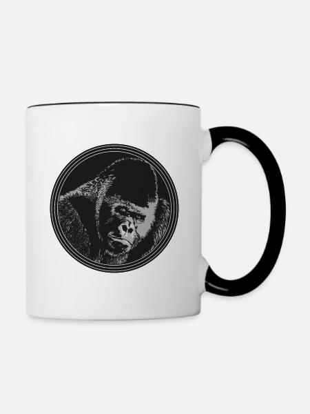 Gorilla - Tasse zweifarbig - Weiß/Schwarz