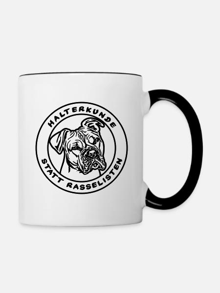 Halterkunde statt Rasselisten schwarz - Tasse zweifarbig - Weiß/Schwarz
