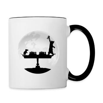 chess chess game in the moonlight checkmate - Contrasting Mug - white/black - Right