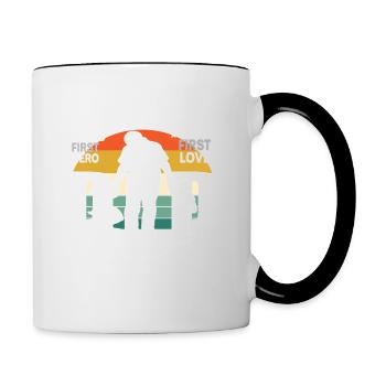 Vater und Sohn - Vater und Tochter schenken Vater - Tasse zweifarbig - Weiß/Schwarz - Rechts