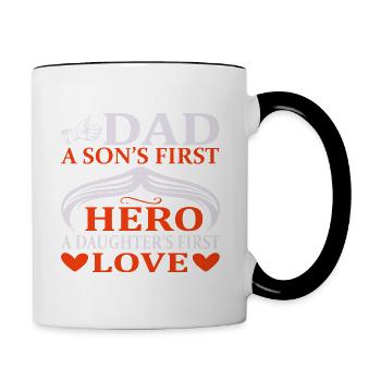Vater und Sohn - Vater und Tochter schenken Vater - Tasse zweifarbig - Weiß/Schwarz - Rechts