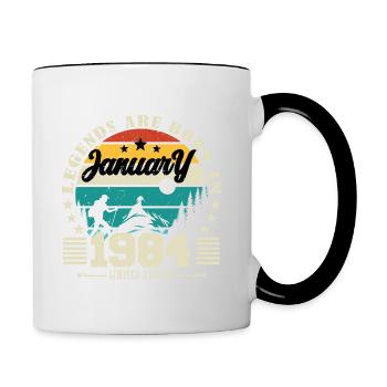 Janvier 1984. Cadeau d'anniversaire janvier 1984. - Mug contrasté - blanc/noir - Droite