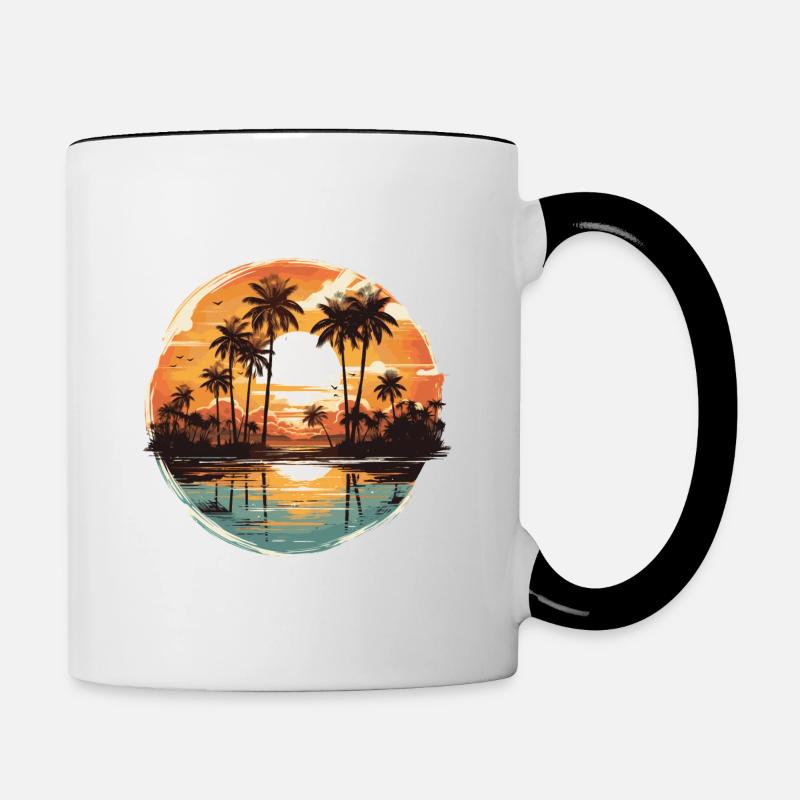 Scène de plage 2 - Mug contrasté - blanc/noir