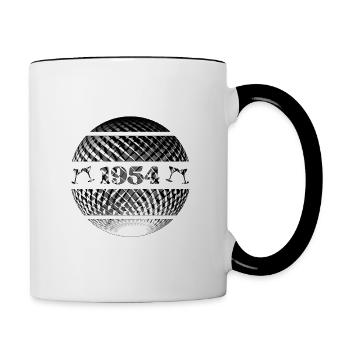 Jahrgang 1954 - 70. Geburtstag - Tasse zweifarbig - Weiß/Schwarz - Rechts