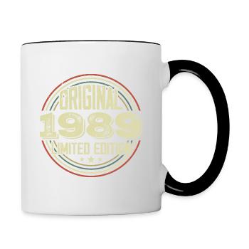 1989 Birthday Parties, a legendary vintage - Contrasting Mug - white/black - Right