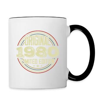 1980 Birthday Parties, a legendary vintage - Contrasting Mug - white/black - Right