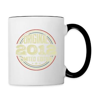 2012 Birthday celebrations, a legendary vintage - Contrasting Mug - white/black - Right