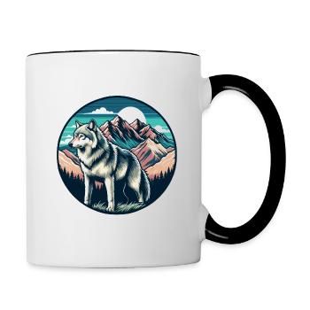 Wolf im Wildnis-Wunderland - Tasse zweifarbig - Weiß/Schwarz - Rechts