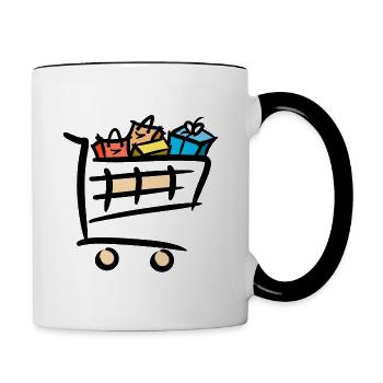 Full Shopping Cart Shopping Bags Gifts - Contrasting Mug - white/black - Right