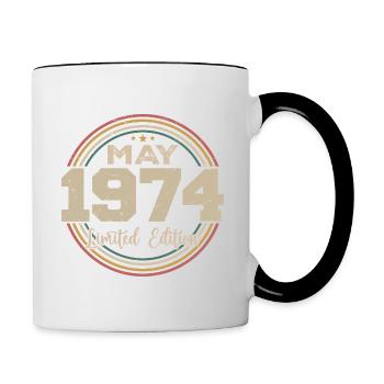 Mai 1974 Vintage Nées En Mai 1974 Anniversaire - Mug contrasté - blanc/noir - Droite