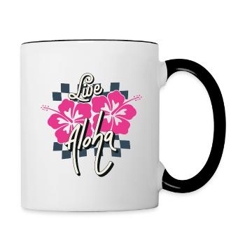 Hawaii Live Aloha Summer Vibe Saying Retro - Contrasting Mug - white/black - Right