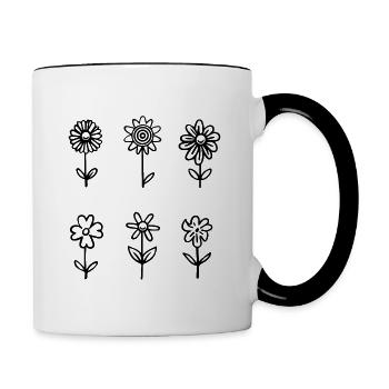 Blumen - Tasse zweifarbig - Weiß/Schwarz - Rechts