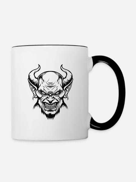 Teufel Dämon Satan - Tasse zweifarbig - Weiß/Schwarz