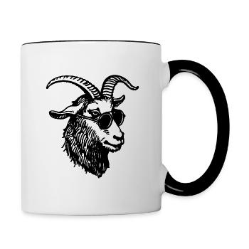 Ziege Steinbock Ziegenbock - Tasse zweifarbig - Weiß/Schwarz - Rechts