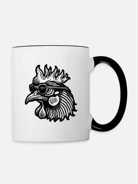 Huhn Hühnerstall - Tasse zweifarbig - Weiß/Schwarz