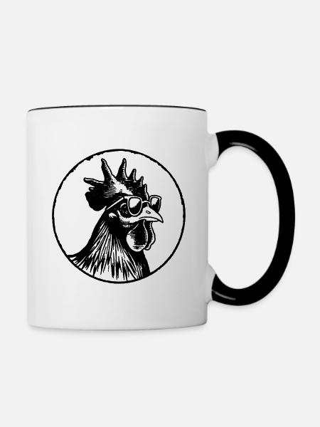 Huhn Hühnerstall - Tasse zweifarbig - Weiß/Schwarz