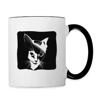 Katze Katzen Cat Cats Silhouette - Contrasting Mug - white/black - Right
