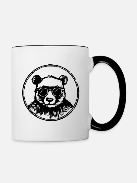 Panda Pandabär - Tasse zweifarbig - Weiß/Schwarz