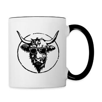 Highland Kuh - Tasse zweifarbig - Weiß/Schwarz - Rechts