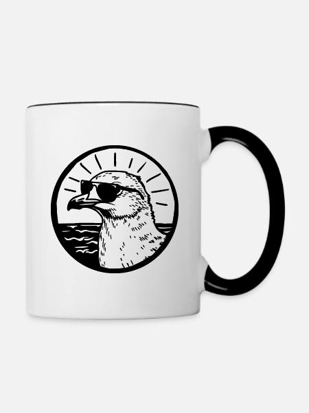 Möwe - Tasse zweifarbig - Weiß/Schwarz