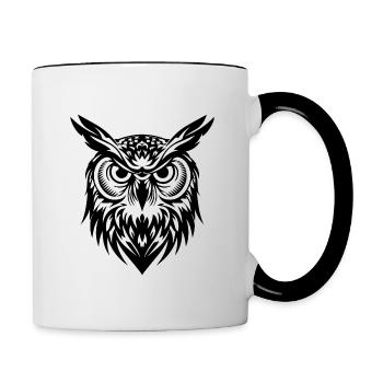 Eule - Tasse zweifarbig - Weiß/Schwarz - Rechts