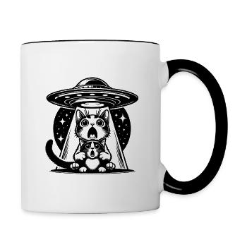 OVNI et Chats - Mug contrasté - blanc/noir - Droite