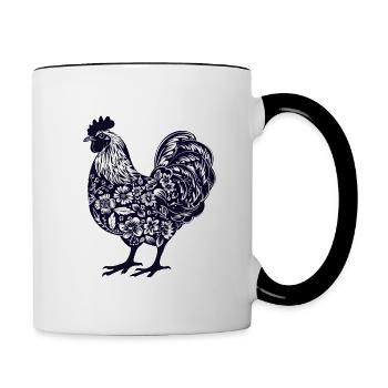 Chemise esthétique Chicken Rooster Floral Motif Floral - Mug contrasté - blanc/noir - Droite