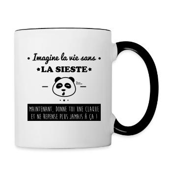 Imagine la vie sans la sieste,humour,citations - Mug contrasté - blanc/noir - Droite