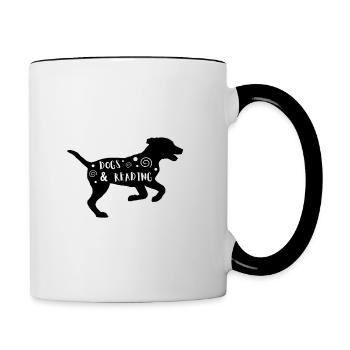 Chiens & Lecture - Mug contrasté - blanc/noir - Droite