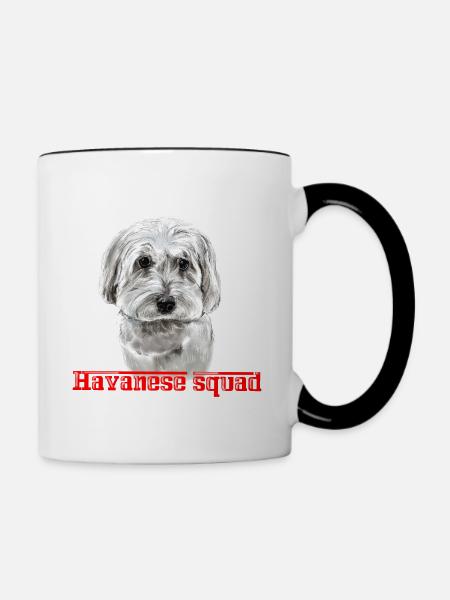 Havanesische Hundestaffel - Tasse zweifarbig - Weiß/Schwarz