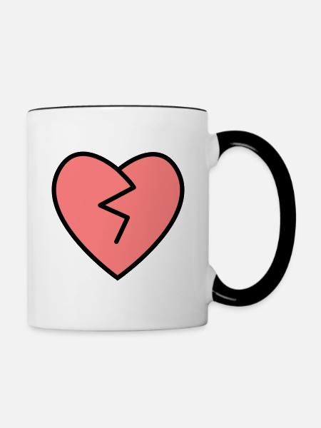 gebrochenes Herz - Tasse zweifarbig - Weiß/Schwarz