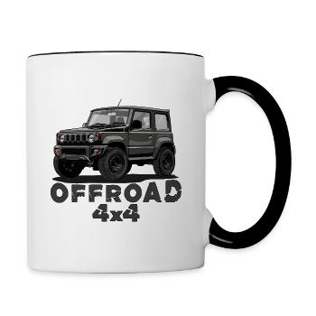 4x4 Offroad Jimny Abenteuer Bestseller Off-Road - Tasse zweifarbig - Weiß/Schwarz - Rechts