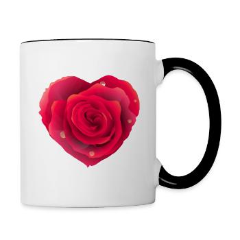 Coeur de rose offrir votre amour femmes & mère - Mug contrasté - blanc/noir - Droite