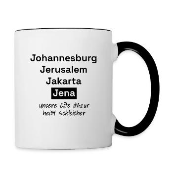 Ostthüringen Merch - Schleichersee - Tasse zweifarbig - Weiß/Schwarz - Rechts
