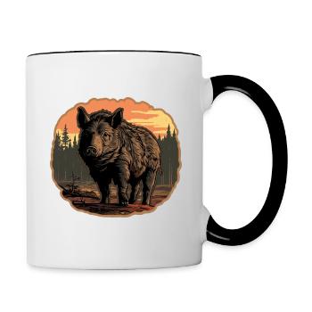 Wild Boar Hunting Hunter Boar Hunting - Contrasting Mug - white/black - Right