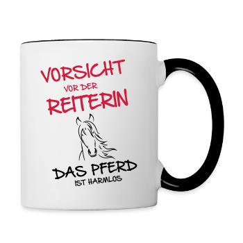 Vorsicht vor der Reiterin - Tasse zweifarbig - Weiß/Schwarz - Rechts