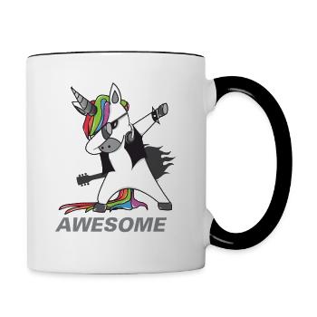 Dabbing licorne rocker idée cadeau - Mug contrasté - blanc/noir - Droite