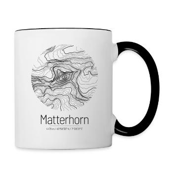 Matterhorn | Landkarte Topografie Design - Tasse zweifarbig - Weiß/Schwarz - Rechts