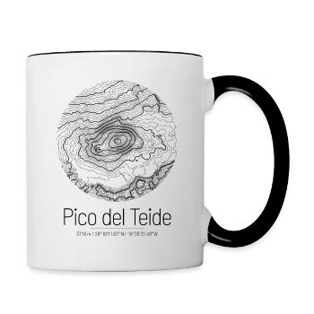 Pico del Teide | Landkarte Topografie Design - Tasse zweifarbig - Weiß/Schwarz - Rechts