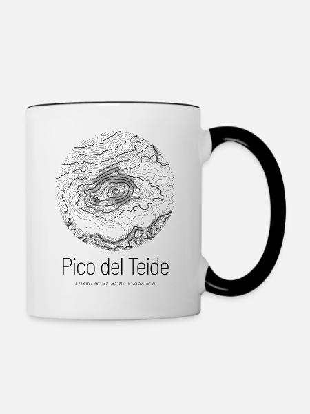 Pico del Teide | Landkarte Topografie Design - Tasse zweifarbig - Weiß/Schwarz