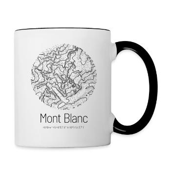 Mont Blanc | Landkarte Topografie Design - Tasse zweifarbig - Weiß/Schwarz - Rechts